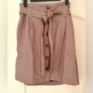 Checkered Button-Front Skirt
